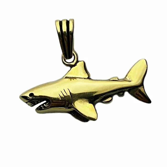 Bling Cartel Necklaces Shark Pendant 14K Gold Plated Over Solid 925 Sterling Silver