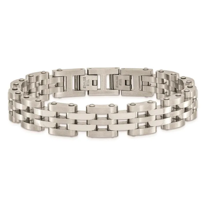 Chisel Bracelets Stainless Steel Brushed and Polished 875in Link Bracelet