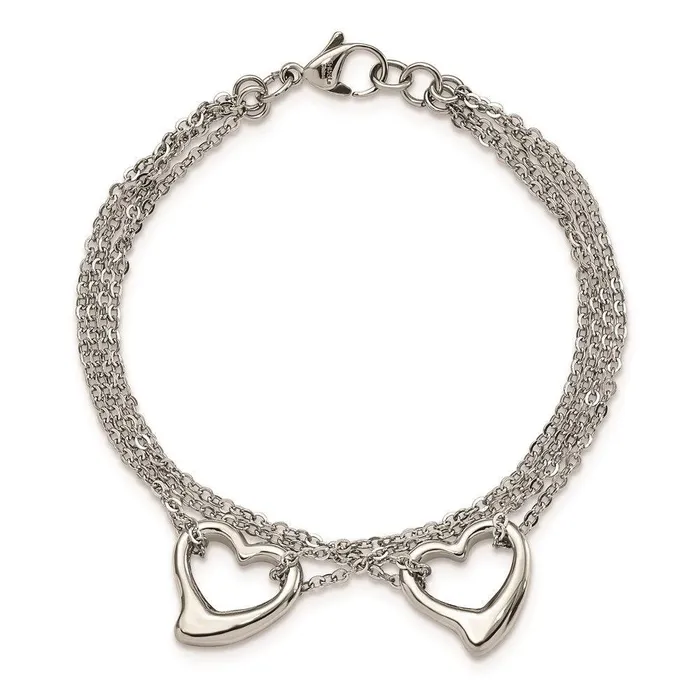 Chisel Bracelets Stainless Steel Cutout Hearts 7in Bracelet Chisel Bracelets Stainless Steel Cutout Hearts 7in Bracelet