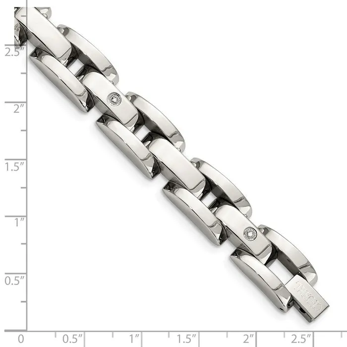 Chisel Bracelets Stainless Steel w 14k White Gold Accents Diamonds 85in Bracelet Chisel Bracelets Stainless Steel w 14k White Gold Accents Diamonds 85in Bracelet