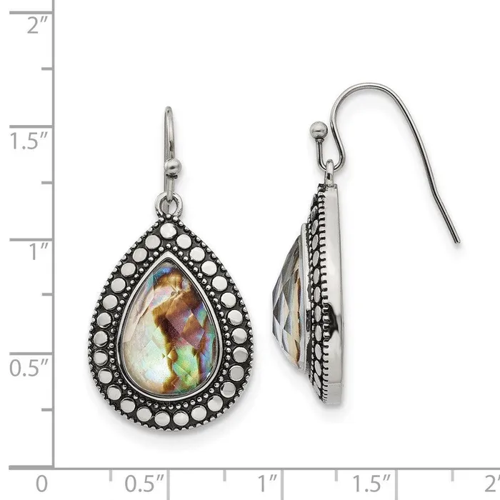 Chisel Earrings Stainless Steel Imitation Abalone PolishedAntiqued Earrings Chisel Earrings Stainless Steel Imitation Abalone PolishedAntiqued Earrings