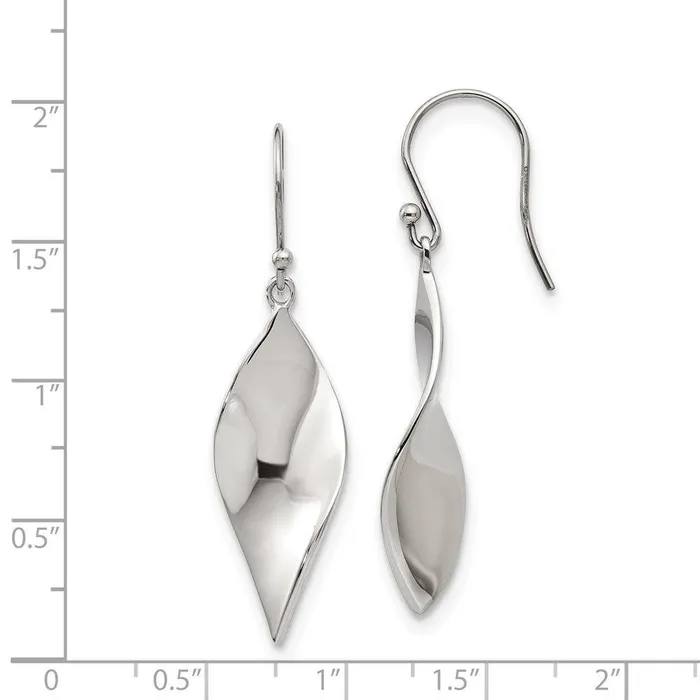 Chisel Earrings Stainless Steel Polished Fancy Shepherd Hook Earrings Chisel Earrings Stainless Steel Polished Fancy Shepherd Hook Earrings