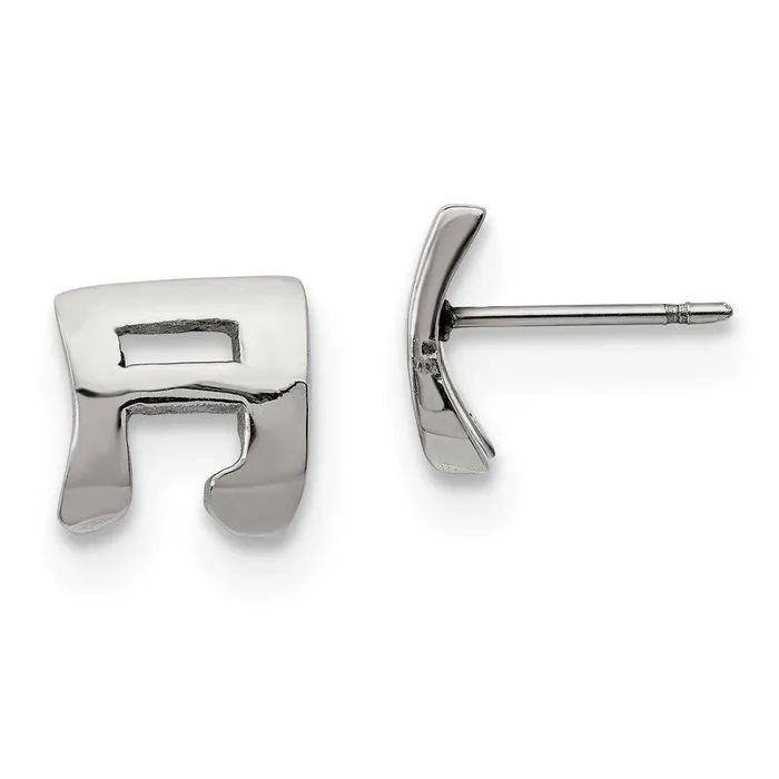 Chisel Earrings Stainless Steel Polished Music Note Post Earrings
