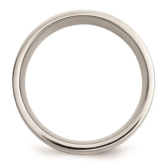 Chisel Stainless Steel Sterling Silver Inlay Flat 8mm Polished Band Rings
