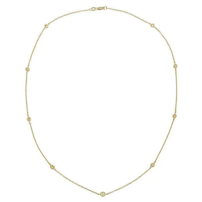 deBebians Necklaces 050cttw 16 Fancy Yellow Diamond Station Necklace with Nine Stones