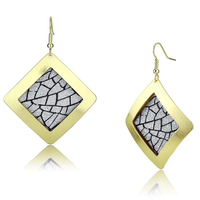 Earrings Alamode LO2720 Matte Gold Gold Iron Earrings with No Stone