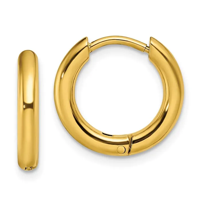 Earrings Chisel Stainless Steel Polished Yellow IPplated 25mm Hinged Hoop Earrings Earrings Chisel Stainless Steel Polished Yellow IPplated 25mm Hinged Hoop Earrings