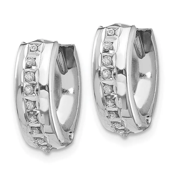 Earrings Jewelry 14k White Gold Diamond Fascination Round Huggy Hoop Earrings
