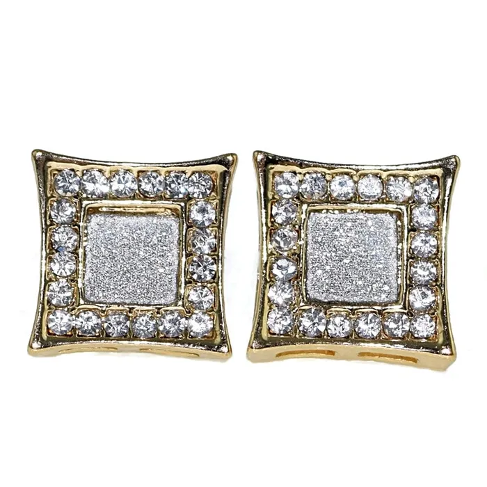 Earrings Kite Gold Finish Iced Glitter Earrings 13MM Bling Cartel Admin
