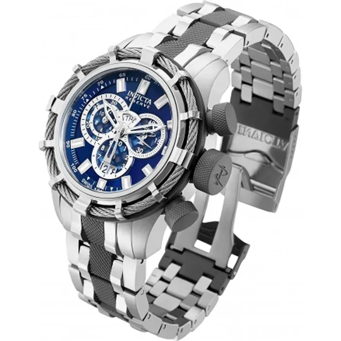Invicta Mens Chronograph Watch Reserve Bolt Blue and Silver Dial Bracelet 33308 Invicta Bracelets