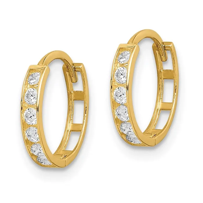 Jewelry 14K CZ Hinged Hoop Earrings Earrings