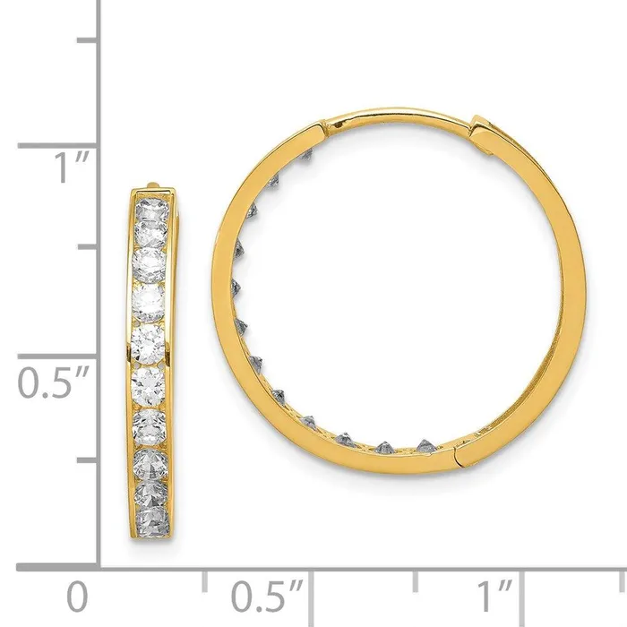 Jewelry 14K CZ Hinged Hoop Earrings Earrings