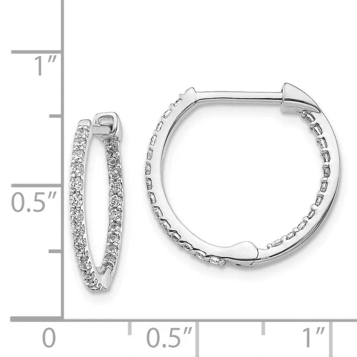 Jewelry 14k White Gold Diamond Hoop Earrings Earrings