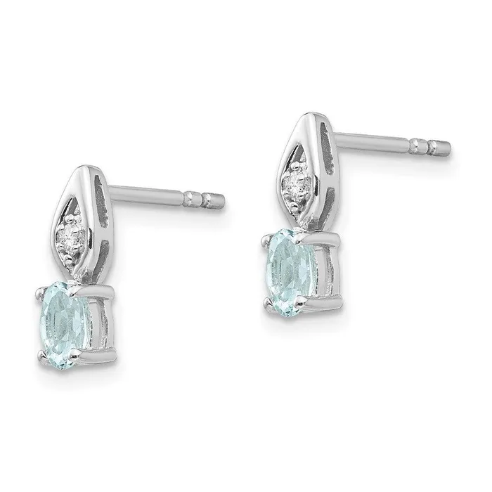 Jewelry Earrings 14k White Gold Aquamarine Diamond Earring