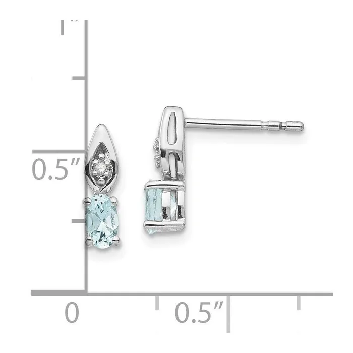 Jewelry Earrings 14k White Gold Aquamarine Diamond Earring
