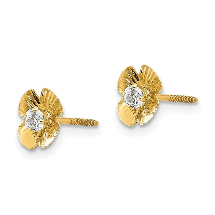 Jewelry Earrings Madi K Kids 14k Flower 25mm CZ Post Earrings