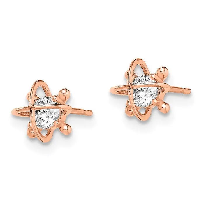 Madi K Kids 14k Rose Gold CZ Post Earrings Jewelry Earrings