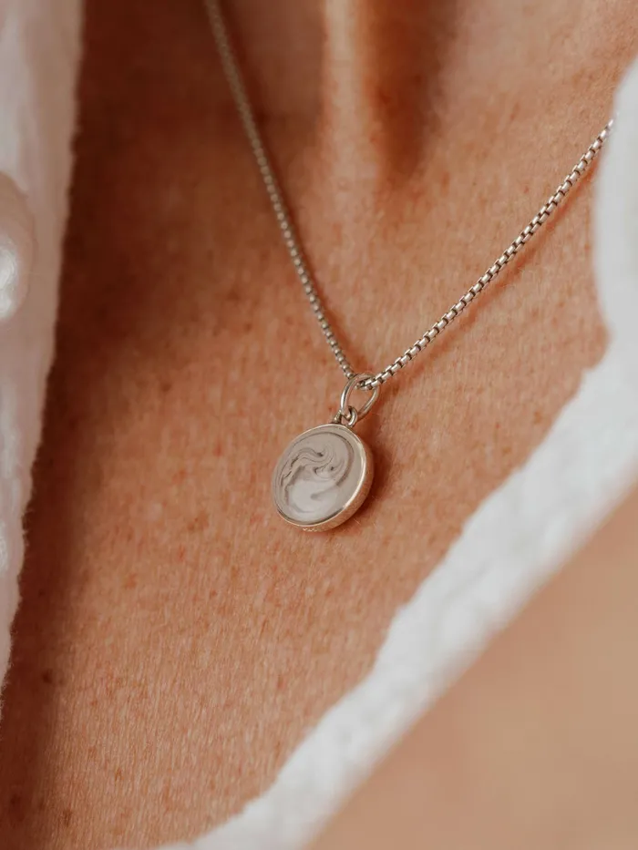 Necklaces 10mm Dome Cremation Necklace in Sterling Silver closebymejewelry