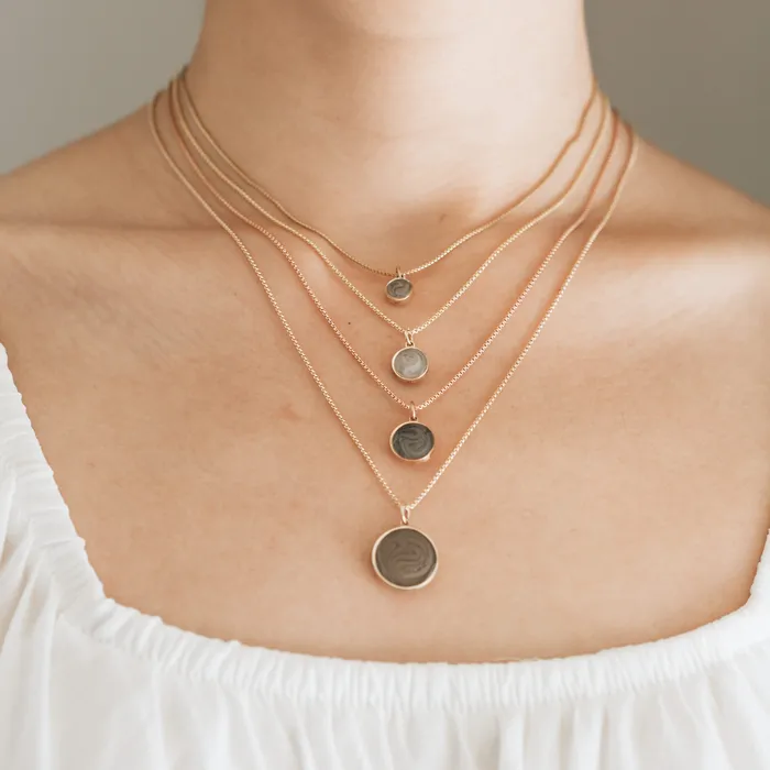 Necklaces 10mm Dome Cremation Necklace in Sterling Silver closebymejewelry