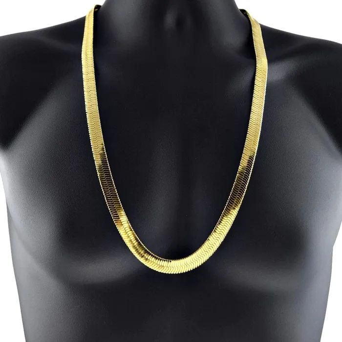 Necklaces Bling Cartel Admin 14K Gold Plated Herringbone Chain Necklace 30 x 11mm