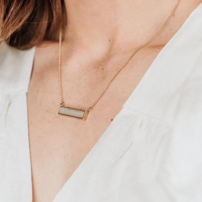 Necklaces closebymejewelry Lateral Bar Cremation Necklace in 14K White Gold