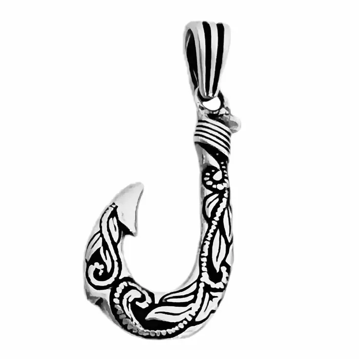 Necklaces Real 925 Sterling Silver Hawaiian Fish Hook Tribal Makau Pendant Bling Cartel