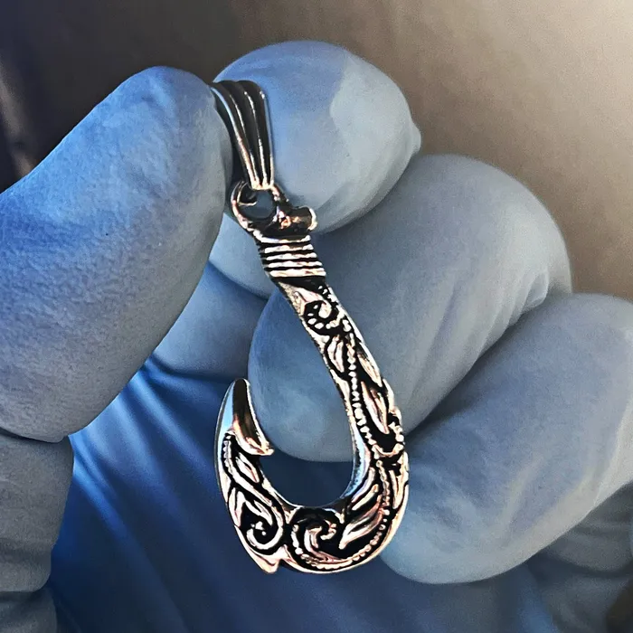 Necklaces Real 925 Sterling Silver Hawaiian Fish Hook Tribal Makau Pendant Bling Cartel