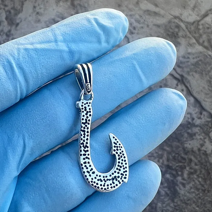 Necklaces Real 925 Sterling Silver Hawaiian Fish Hook Tribal Makau Pendant Bling Cartel