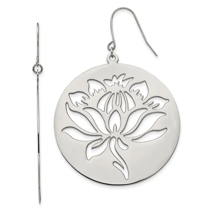 Stainless Steel Flower Cutout Dangle Earrings Chisel Earrings