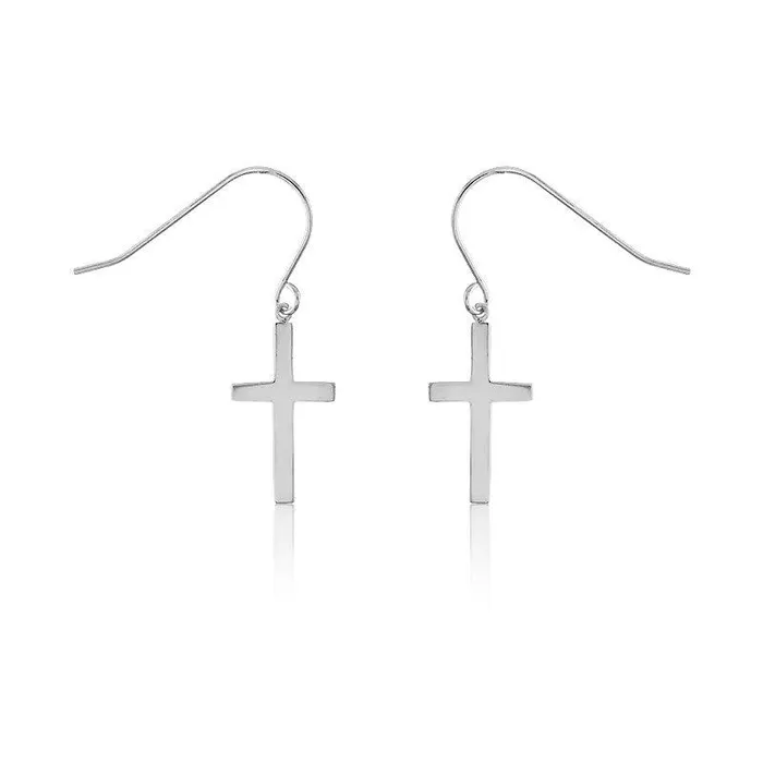 Sterling Silver Small Cross Earrings Classic Earrings