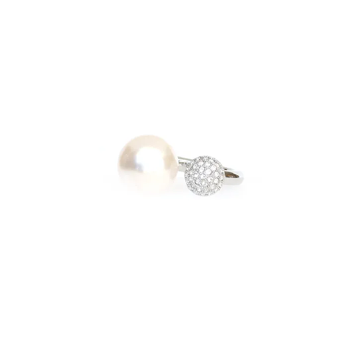 Armani Rings Armani Ladies Ring Stainless Steel Open Style With Pearl Stones Size 8