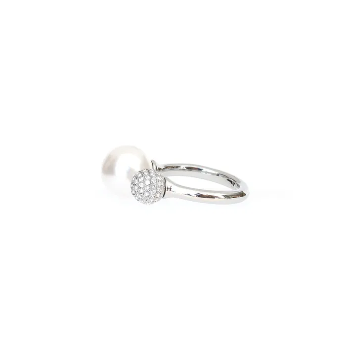 Armani Rings Armani Ladies Ring Stainless Steel Open Style With Pearl Stones Size 8