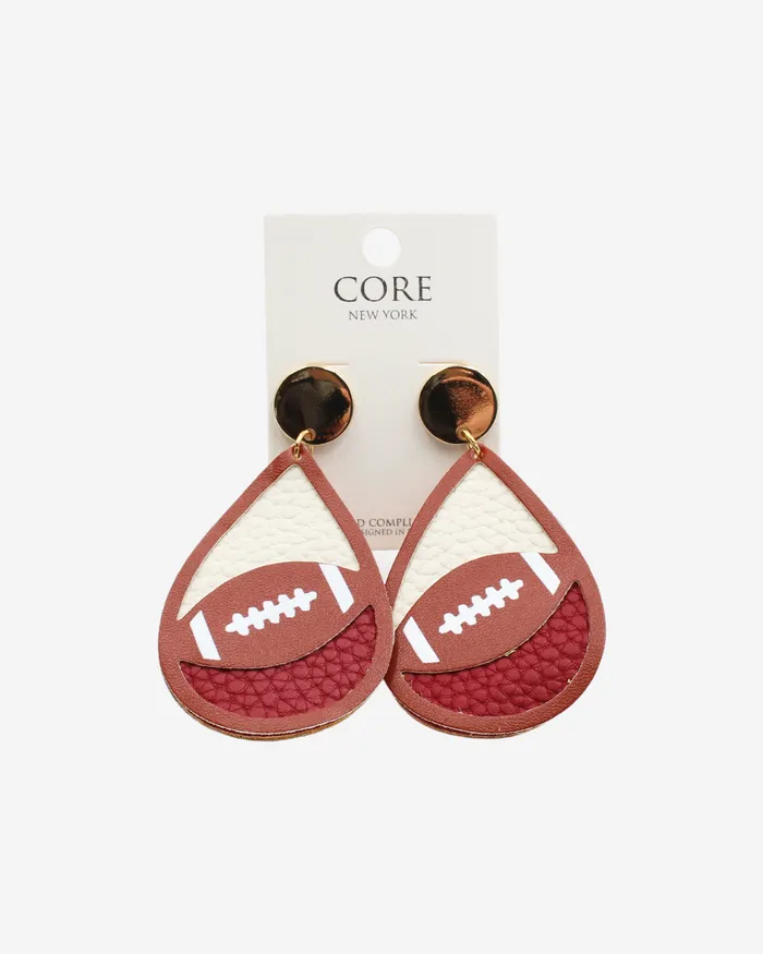 AUG2024 Earrings Maroon Football Earrings