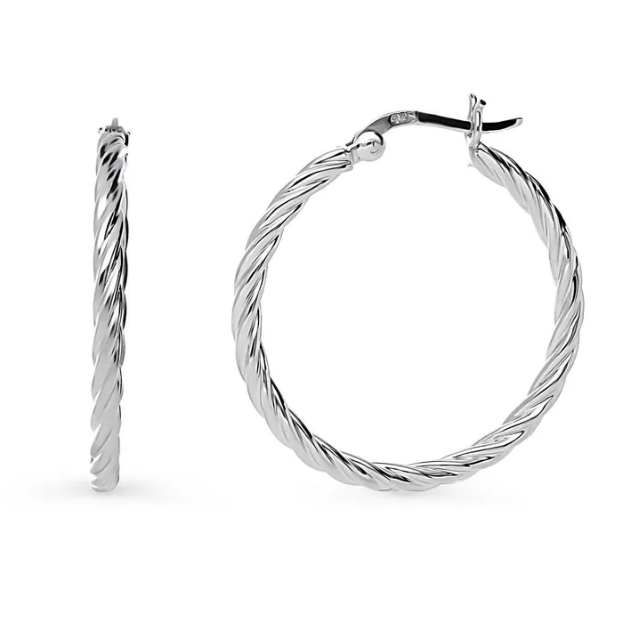 BERRICLE Earrings Cable Medium Hoop Earrings in Sterling Silver 12