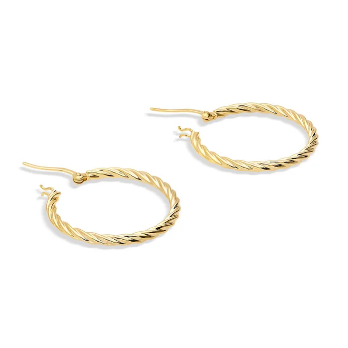 BERRICLE Earrings Cable Medium Hoop Earrings in Sterling Silver 12