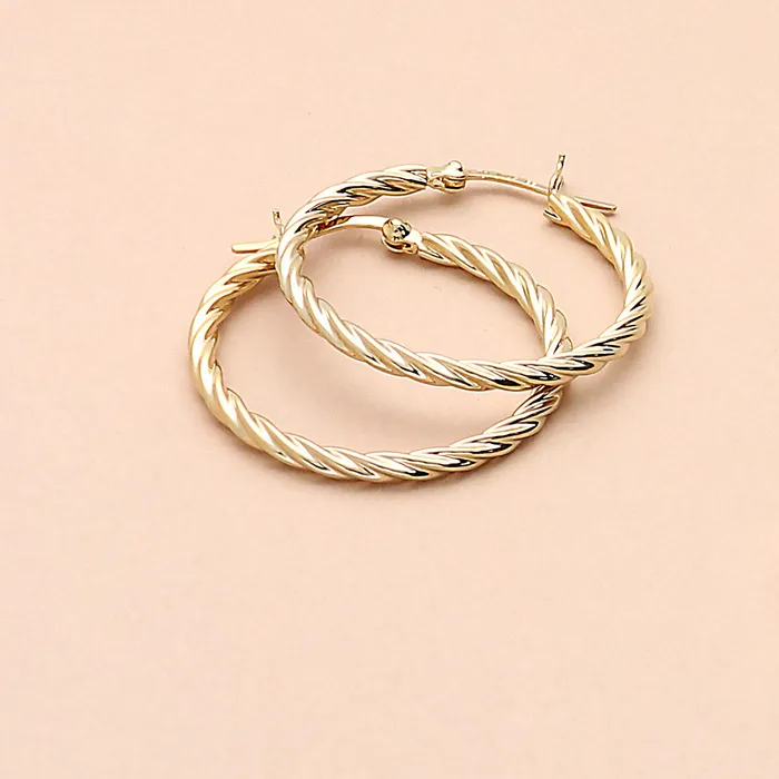 BERRICLE Earrings Cable Medium Hoop Earrings in Sterling Silver 12