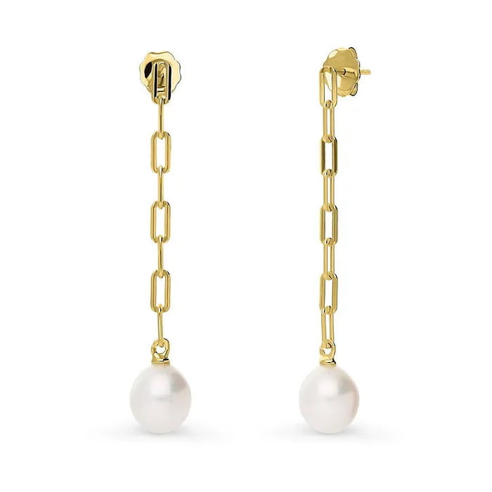 BERRICLE Earrings Solitaire Oval Cultured Pearl Earrings in Sterling Silver