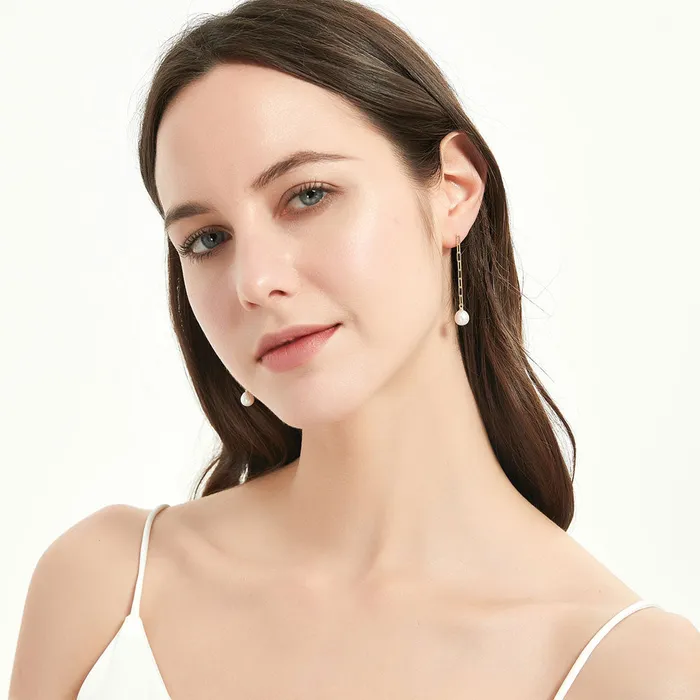 BERRICLE Earrings Solitaire Oval Cultured Pearl Earrings in Sterling Silver