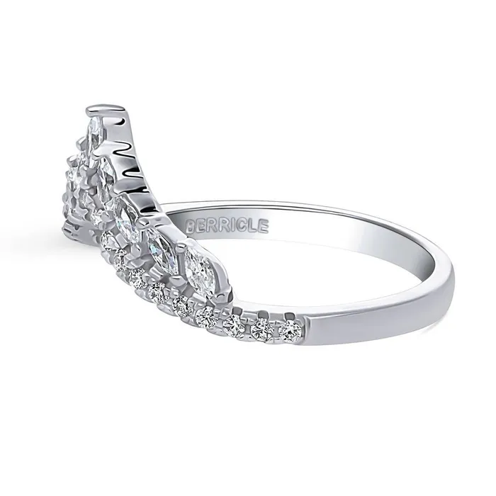 BERRICLE Rings Wishbone Chevron CZ Eternity Ring in Sterling Silver