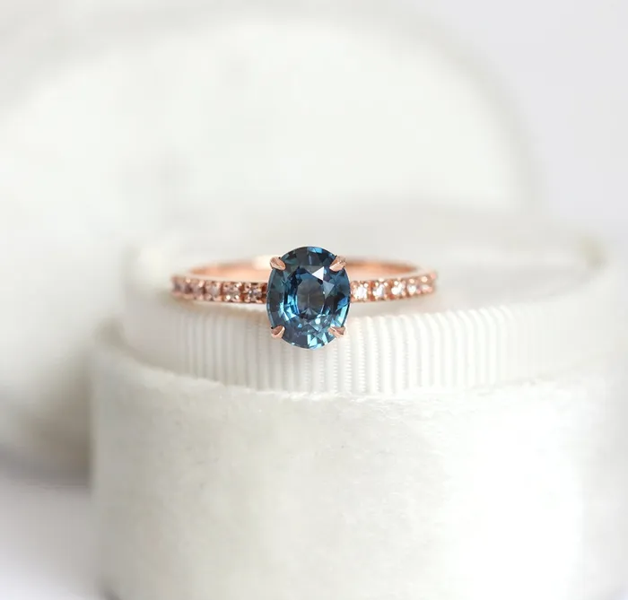 Capucinne Rings Zoe Blue Sapphire Diamond Ring