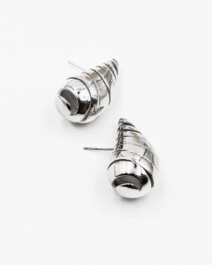 Earrings 01102024 Teardrop Shaped Smooth Polished Metal Earrings