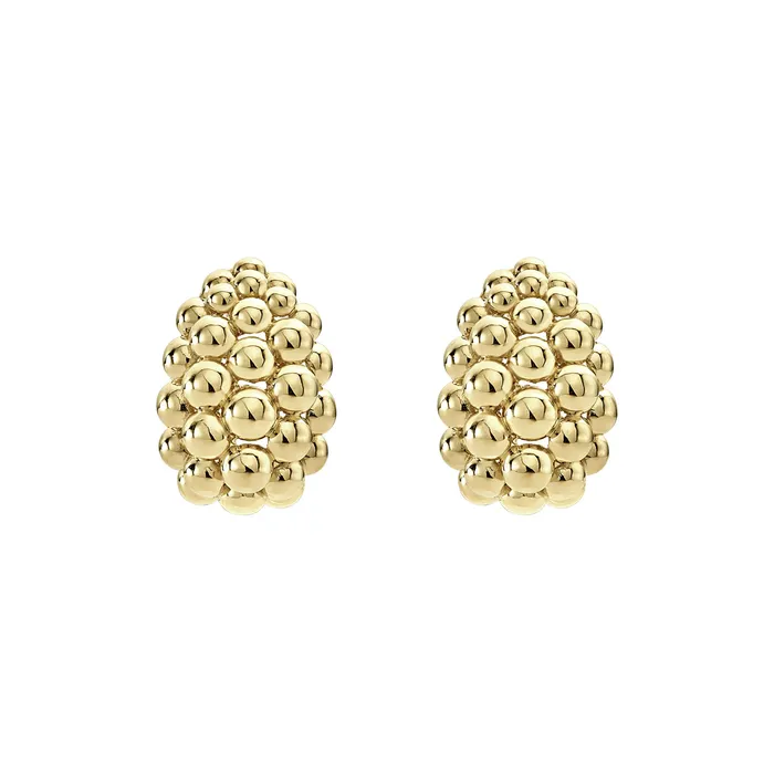 Earrings Caviar Gold Large 18K Gold Omega Clip Earrings LAGOS Earrings Caviar Gold Large 18K Gold Omega Clip Earrings LAGOS