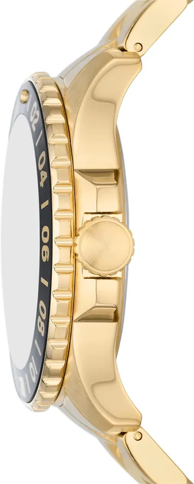 Earrings Fossil Fossil Blue GMT Gents Black Dial GoldTone Stainless Steel Watch