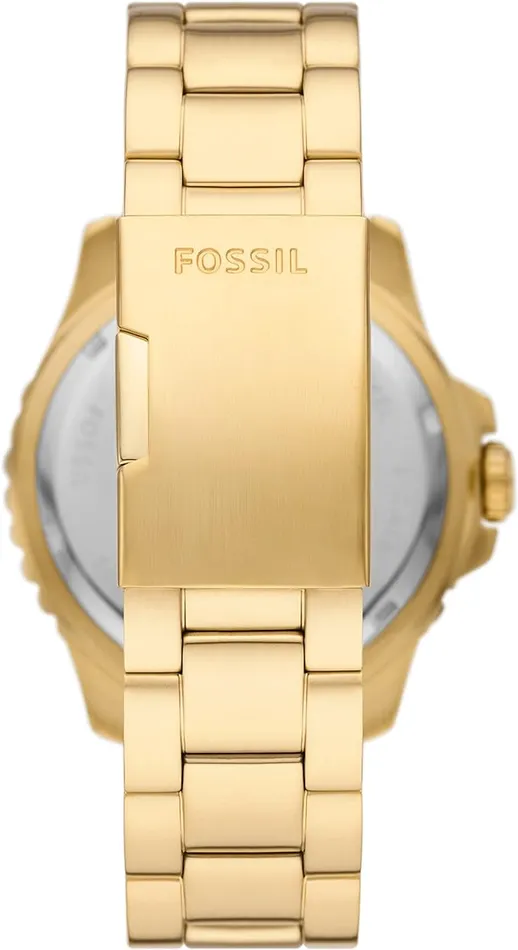Earrings Fossil Fossil Blue GMT Gents Black Dial GoldTone Stainless Steel Watch