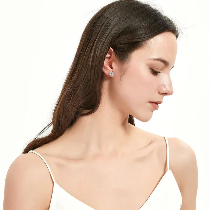 Earrings Halo CZ Stud Earrings in Sterling Silver BERRICLE