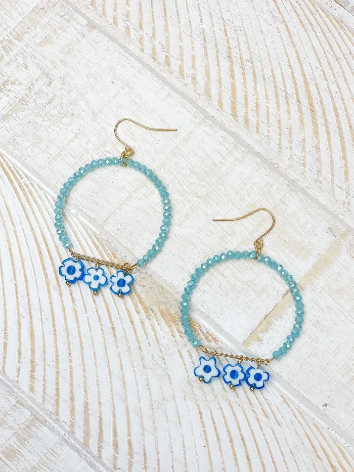 Earrings Prep Obsessed PR Murano Flower Dangle Hoop Earrings