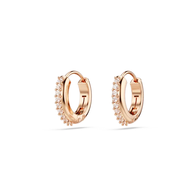 Earrings Swarovski Swarovski Matrix hoop earrings Round cut White Rose goldtone plated