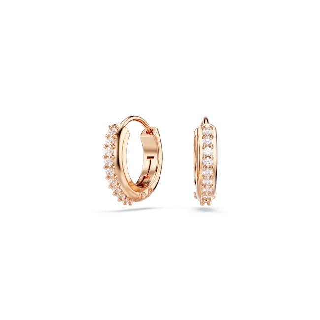 Earrings Swarovski Swarovski Matrix hoop earrings Round cut White Rose goldtone plated