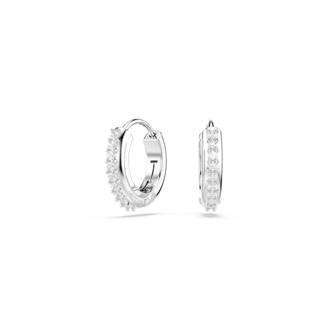 Earrings Swarovski Swarovski Matrix hoop earrings Round cut White Rose goldtone plated