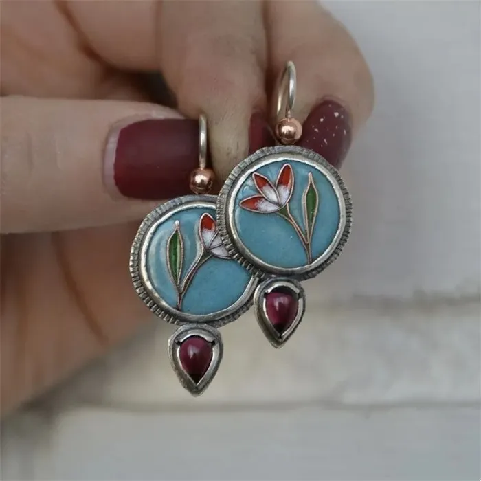 Earrings wickedafstore Water Droplet Inlaid with Purple Stone Earrings